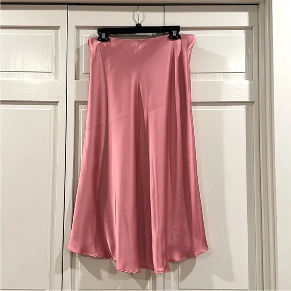 Zara Pink Asymmetric Midi Women’s Size Medium Maxi Satin Silk Finish Skit - Picture 6 of 7